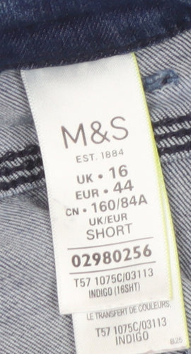 Marks and Spencer Women Blue Size 16 Straight Leg Stretch Jeans