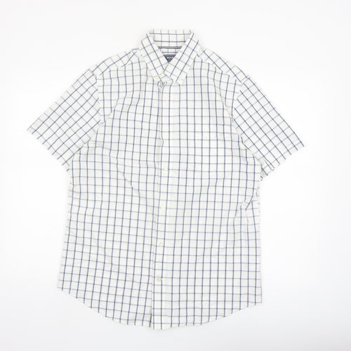 Maine New England Men’s White Check Short Sleeve Button-Up Shirt M
