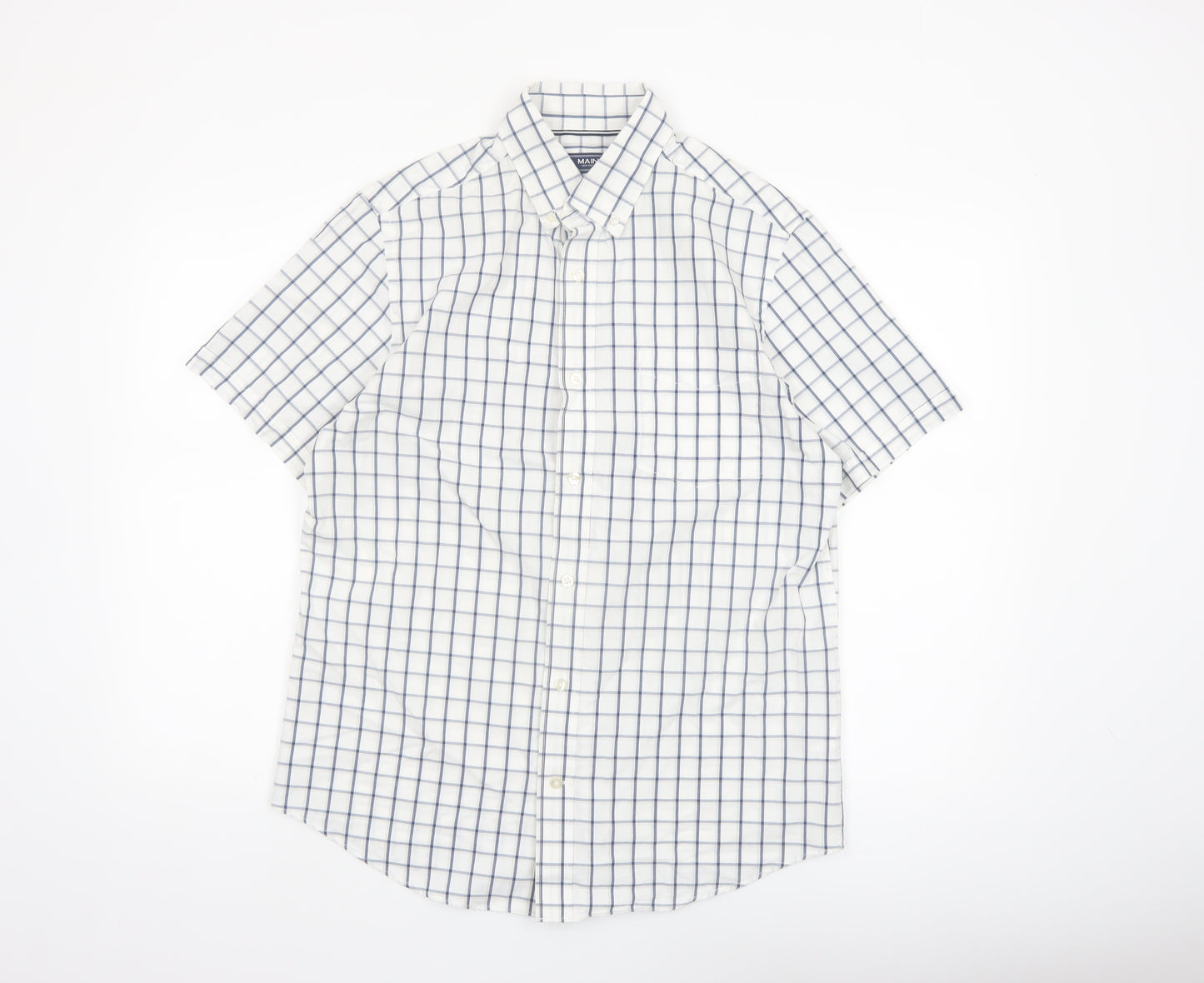 Maine New England Men’s White Check Short Sleeve Button-Up Shirt M