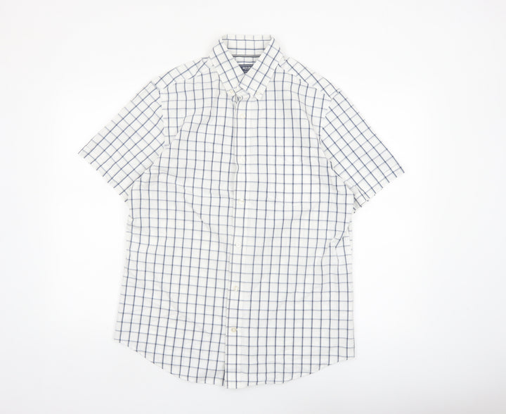 Maine New England Men’s White Check Short Sleeve Button-Up Shirt M