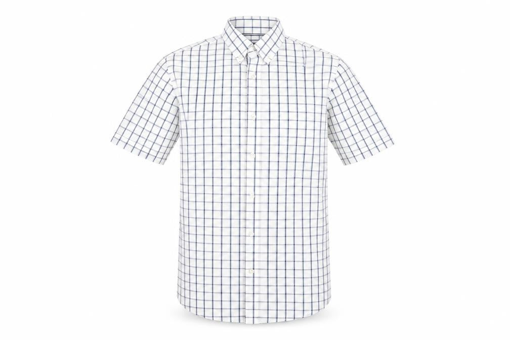 Maine New England Men’s White Check Short Sleeve Button-Up Shirt M