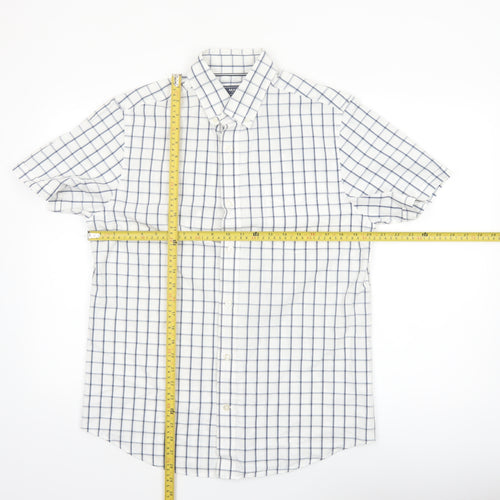 Maine New England Men’s White Check Short Sleeve Button-Up Shirt M