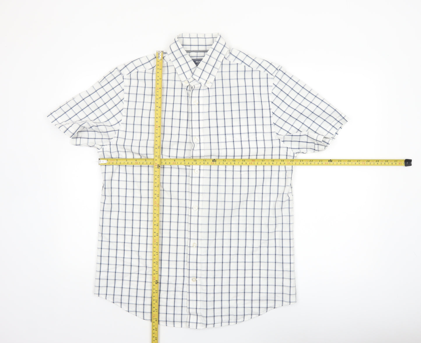 Maine New England Men’s White Check Short Sleeve Button-Up Shirt M