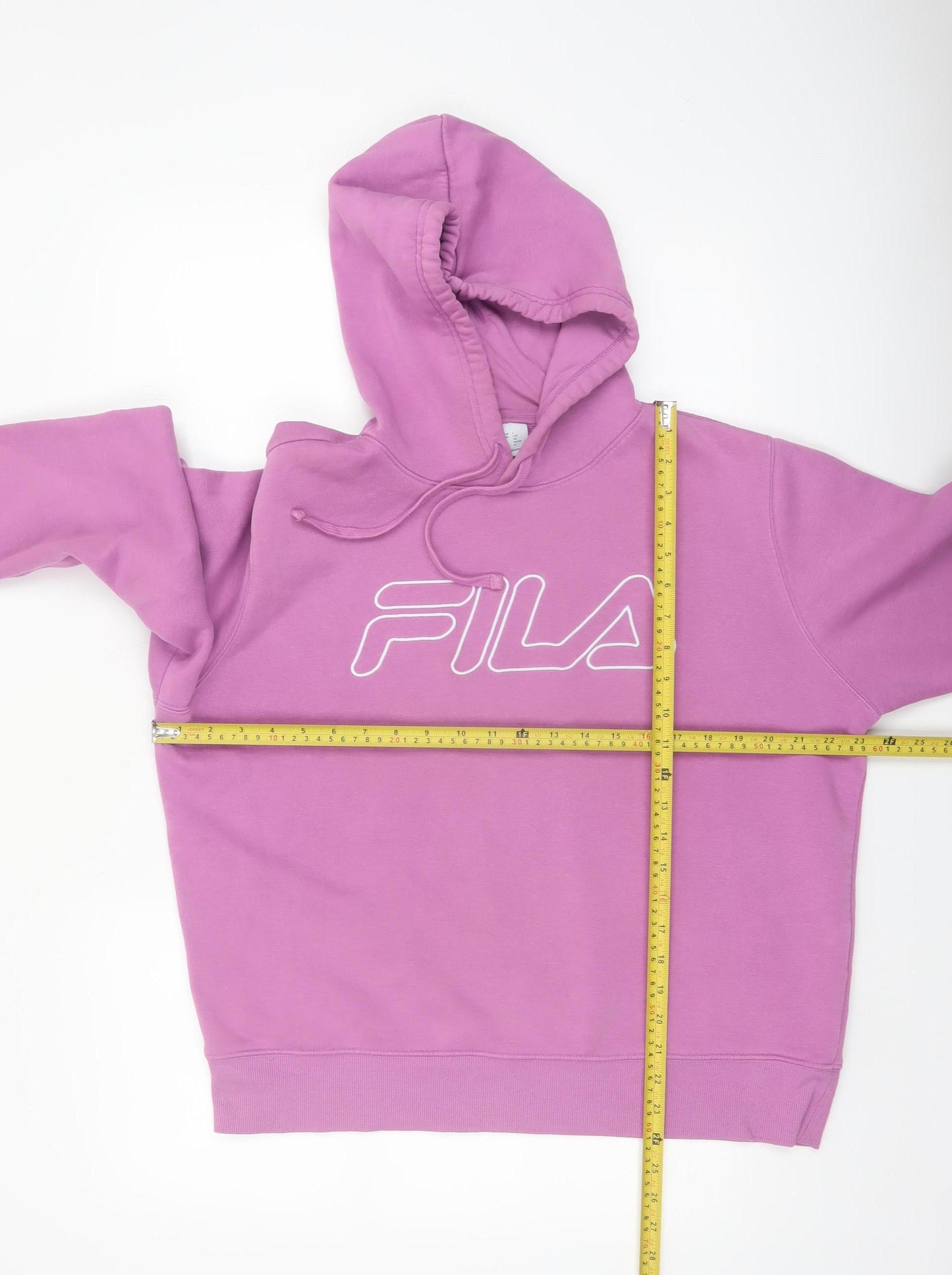Fila Women Pink Pullover Hoodie UK 14 Stylish Logo Cotton Blend