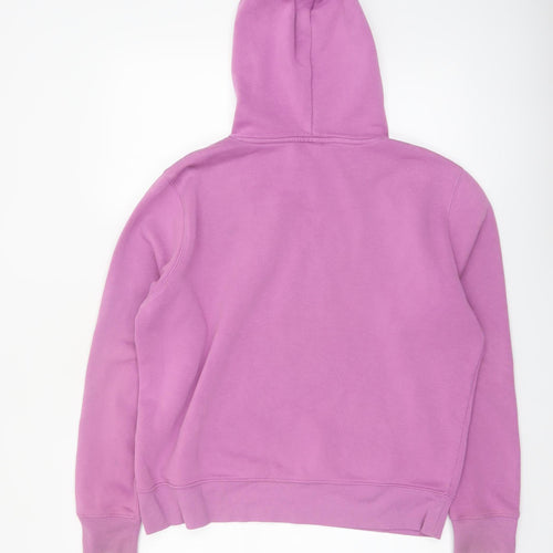 Fila Women Pink Pullover Hoodie UK 14 Stylish Logo Cotton Blend