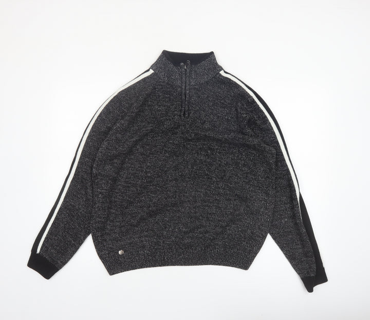 Tokyo Laundry Men's Grey 1/2 Zip High Neck Knit Jumper Size L