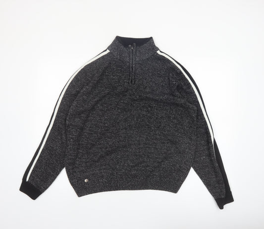 Tokyo Laundry Men's Grey 1/2 Zip High Neck Knit Jumper Size L