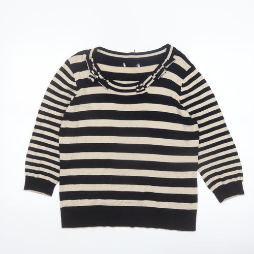 Marks and Spencer Women Black Stripe Knit Jumper Size 14 Per Una