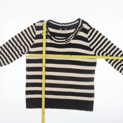 Marks and Spencer Women Black Stripe Knit Jumper Size 14 Per Una