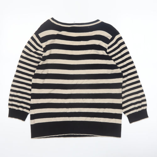 Marks and Spencer Women Black Stripe Knit Jumper Size 14 Per Una