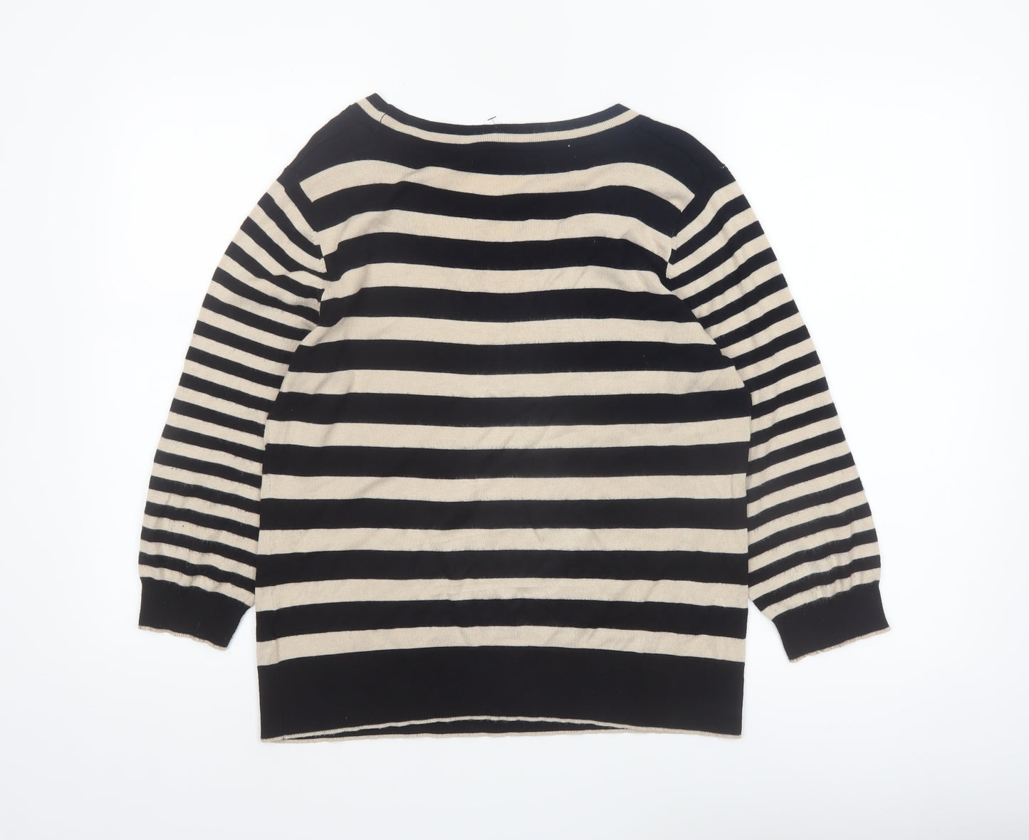 Marks and Spencer Women Black Stripe Knit Jumper Size 14 Per Una