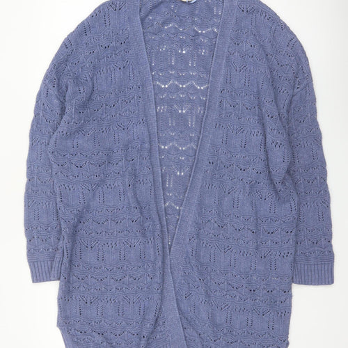 Fat Face Women's Blue Open-Knit Long Sleeve Cardigan Size 16