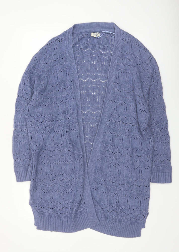 Fat Face Women's Blue Open-Knit Long Sleeve Cardigan Size 16