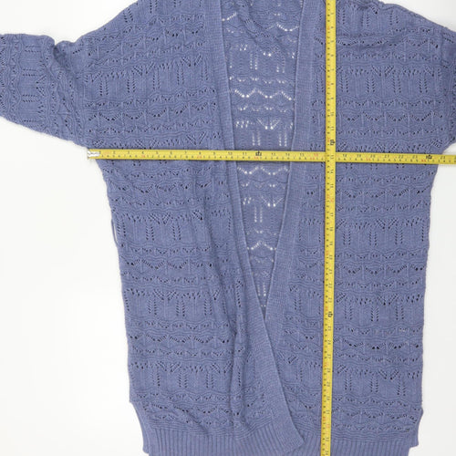 Fat Face Women's Blue Open-Knit Long Sleeve Cardigan Size 16
