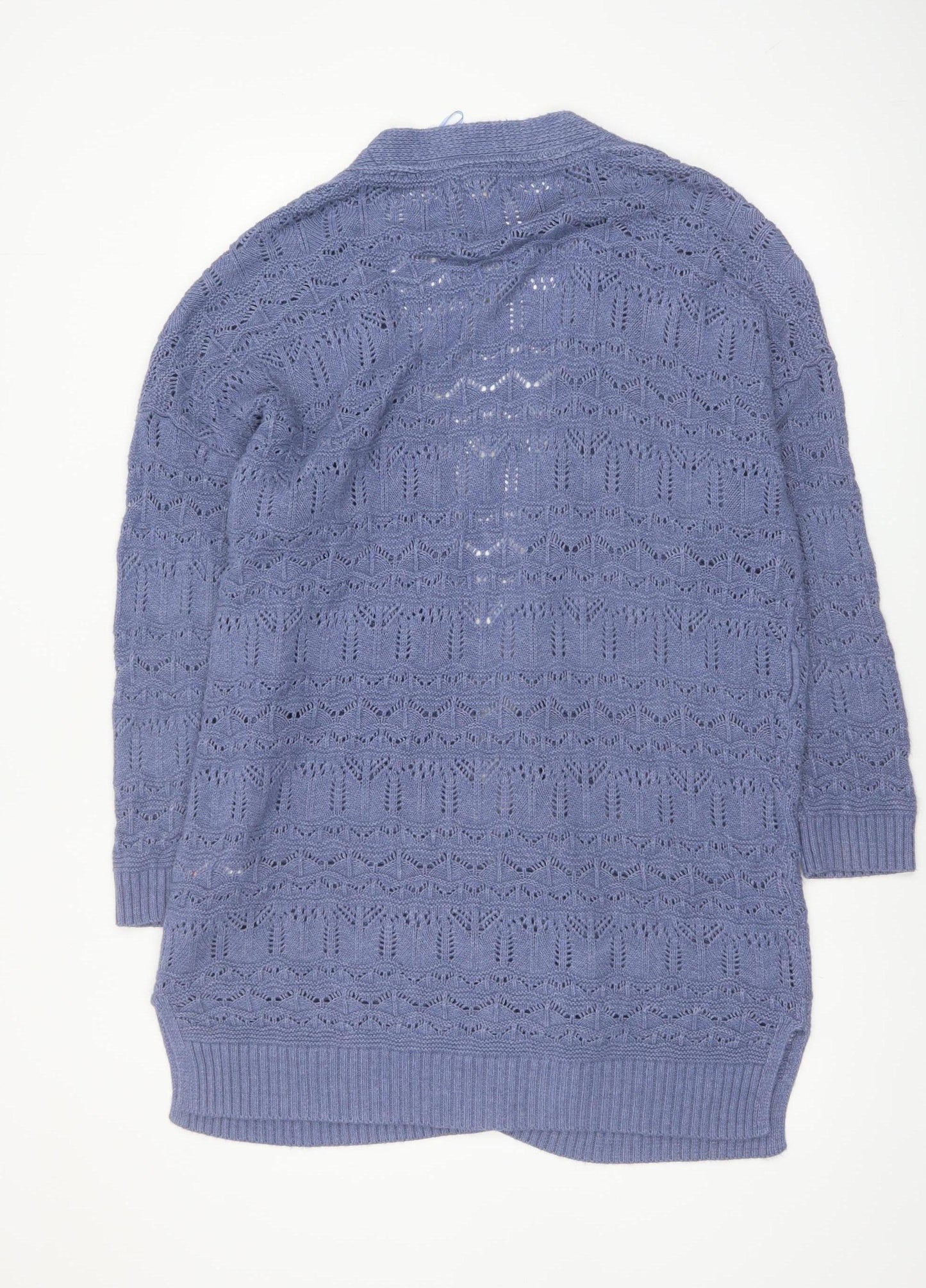 Fat Face Women's Blue Open-Knit Long Sleeve Cardigan Size 16