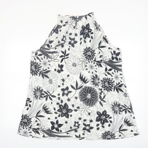 Simply Be Women's Black Floral Linen Viscose Sleeveless Halter Blouse Size 24
