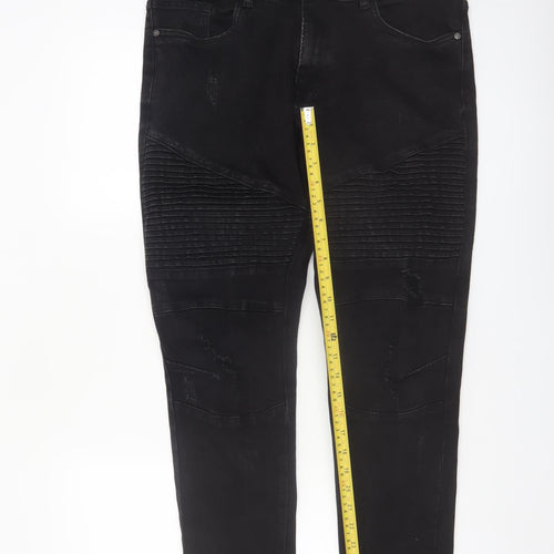 Connor Men's Black Slim Fit Cuffed Stretch Jeans Size 32