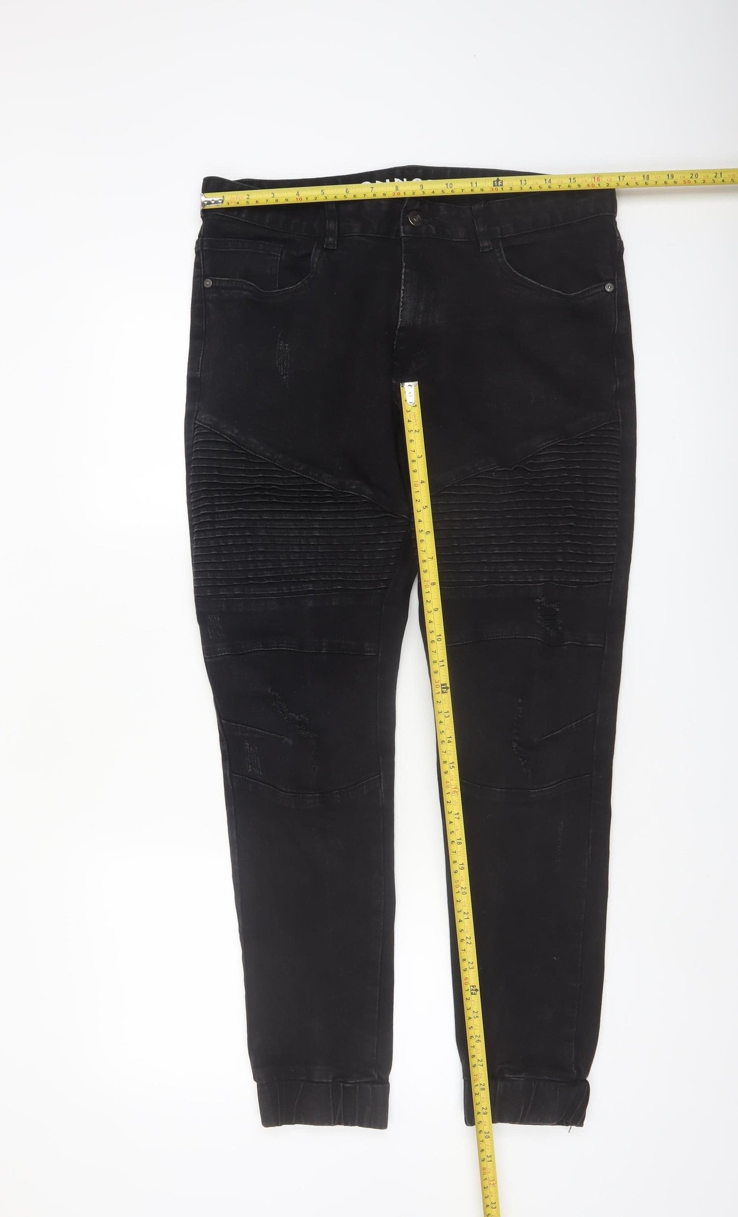 Connor Men's Black Slim Fit Cuffed Stretch Jeans Size 32