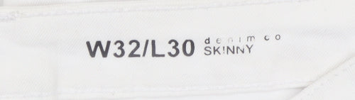 Denim Co Men's White Skinny Jeans W32 L30 Distressed Denim