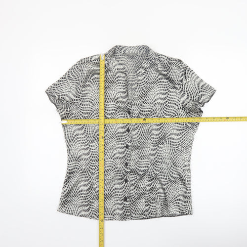 Mia Moda Womens Black Geometric Button-Up Shirt Size 12