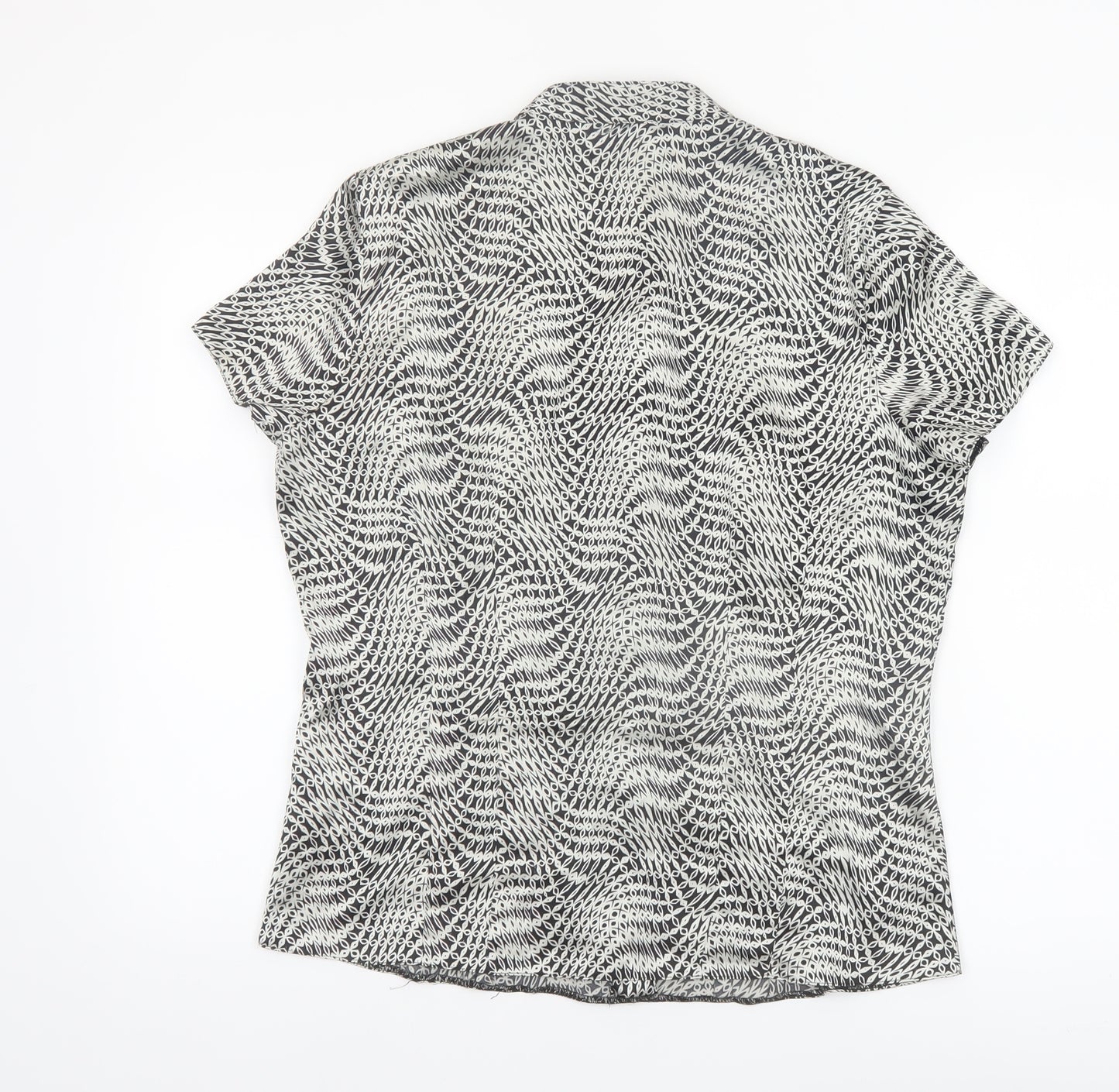 Mia Moda Womens Black Geometric Button-Up Shirt Size 12