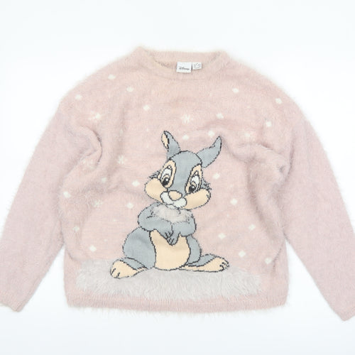 Disney Women Pink Thumper Long Sleeve Knit Jumper Medium