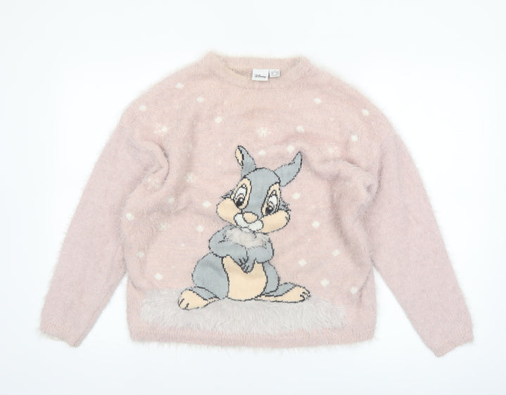 Disney Women Pink Thumper Long Sleeve Knit Jumper Medium