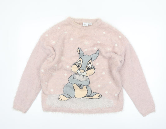 Disney Women Pink Thumper Long Sleeve Knit Jumper Medium