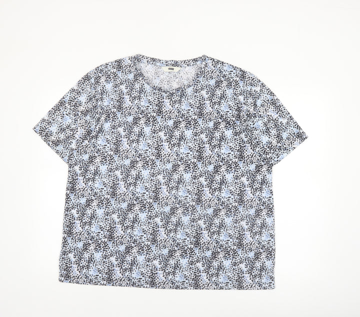 Marks and Spencer Womens Blue Floral Short Sleeve T-Shirt Size 18