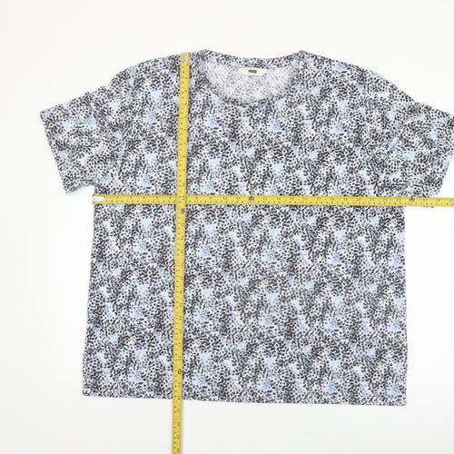 Marks and Spencer Womens Blue Floral Short Sleeve T-Shirt Size 18