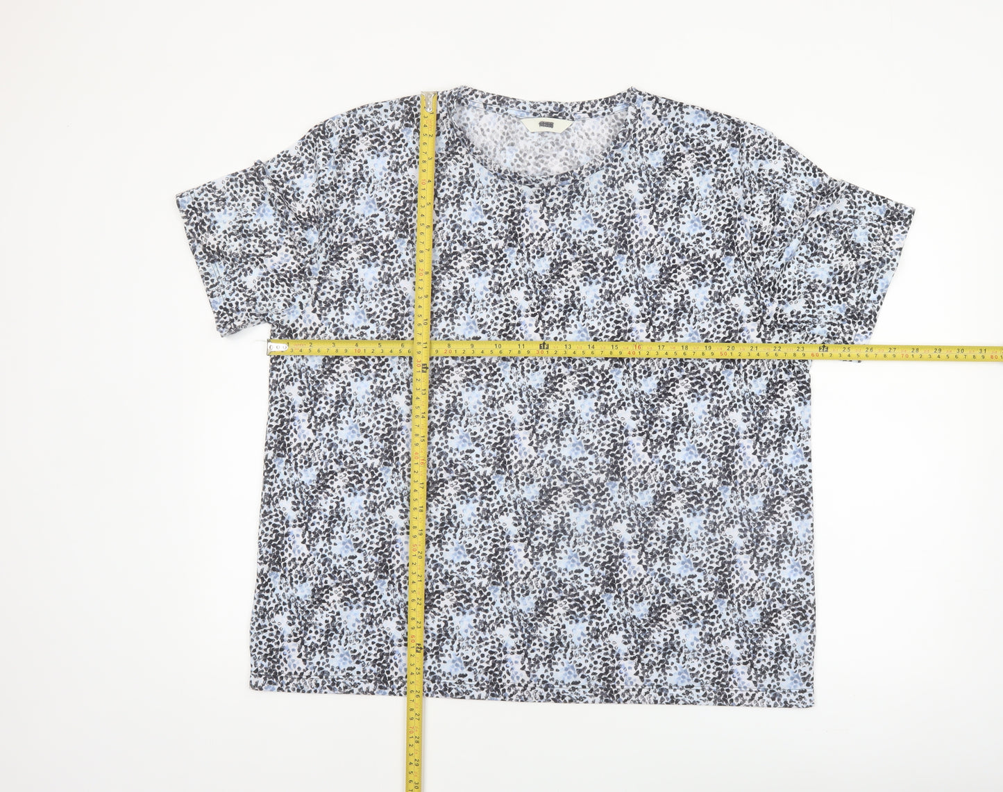 Marks and Spencer Womens Blue Floral Short Sleeve T-Shirt Size 18