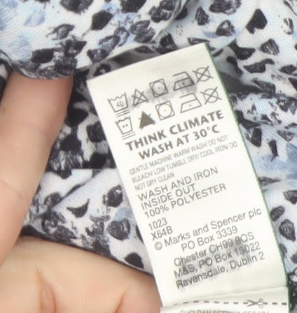 Marks and Spencer Womens Blue Floral Short Sleeve T-Shirt Size 18