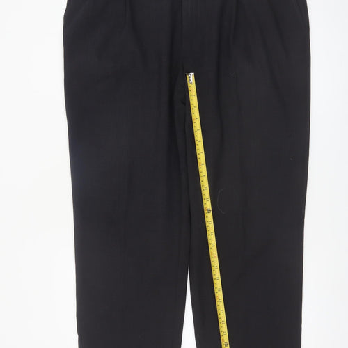 Marks and Spencer Men's Black Wool Blend Pleated Dress Trousers 40W 31L