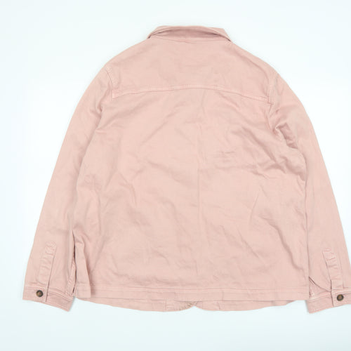 White Stuff Women Pink Cotton Jacket Size 20 Buttoned Casual Style