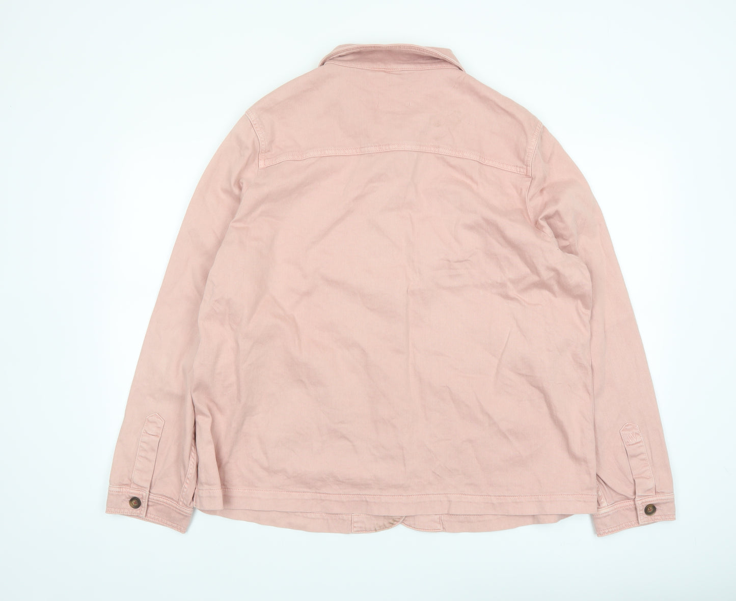 White Stuff Women Pink Cotton Jacket Size 20 Buttoned Casual Style