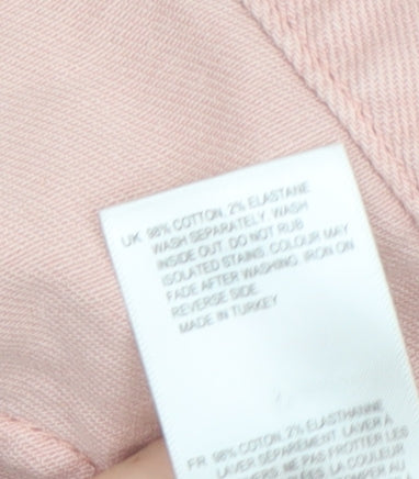 White Stuff Women Pink Cotton Jacket Size 20 Buttoned Casual Style