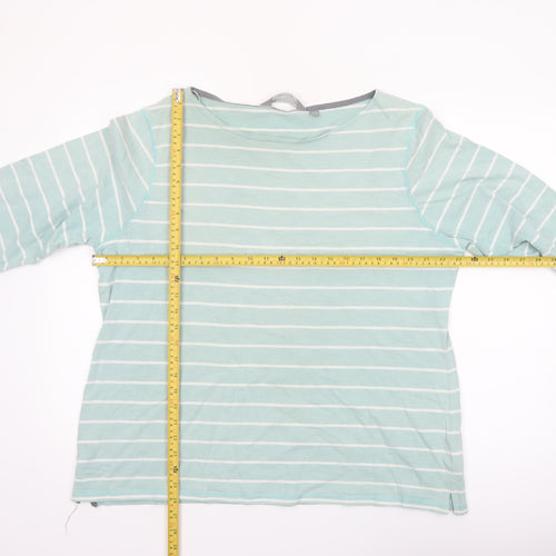 Mountain Warehouse Womens Blue Striped 3/4 Sleeve Cotton Boat Neck Top UK 20