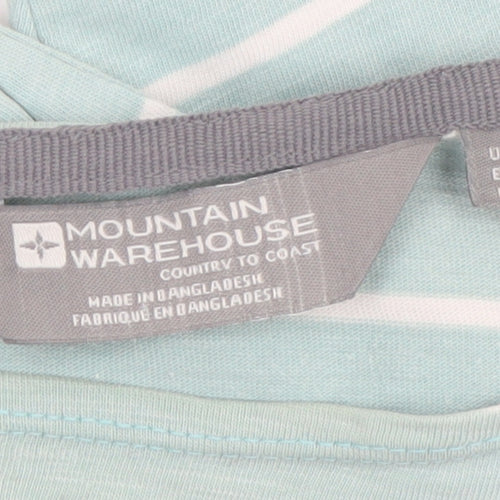 Mountain Warehouse Womens Blue Striped 3/4 Sleeve Cotton Boat Neck Top UK 20