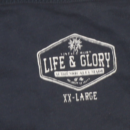 Life & Glory Men's Blue Striped Cotton Sleeveless Tank Top 2XL