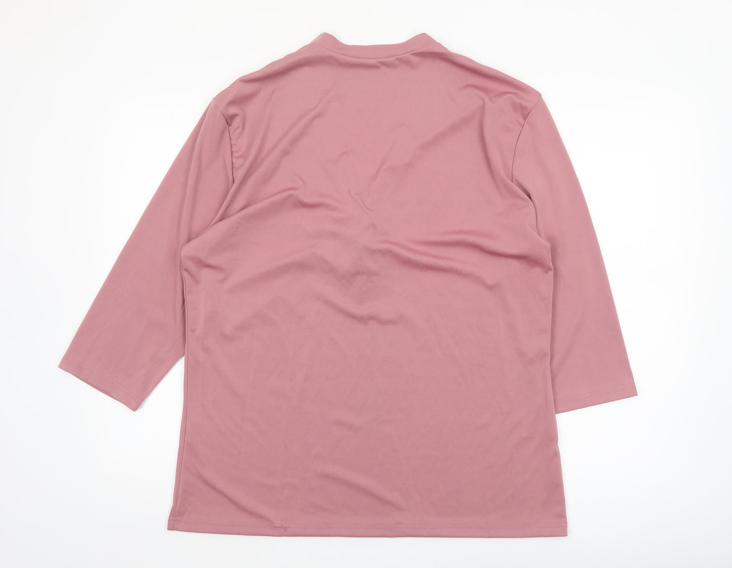 Incerun Women’s Pink 3XL Tunic Top with Tie V-Neck 3/4 Sleeve