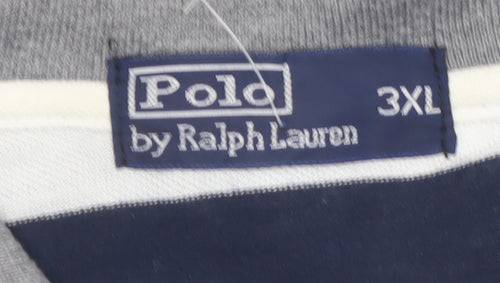Ralph Lauren Men's 3XL Striped Cotton Polo Shirt Grey Navy