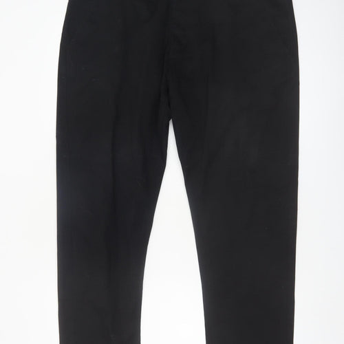 ACW85 Men's Black Chino Trousers 38S Regular Fit Cotton
