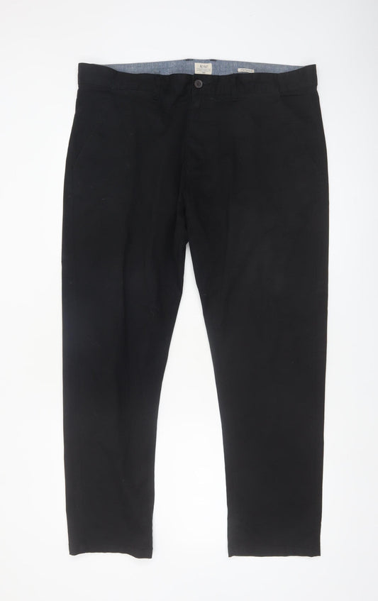 ACW85 Men's Black Chino Trousers 38S Regular Fit Cotton