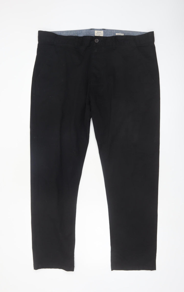 ACW85 Men's Black Chino Trousers 38S Regular Fit Cotton