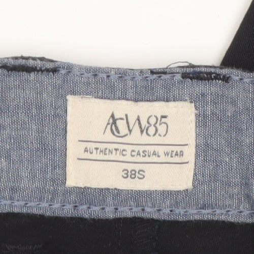 ACW85 Men's Black Chino Trousers 38S Regular Fit Cotton