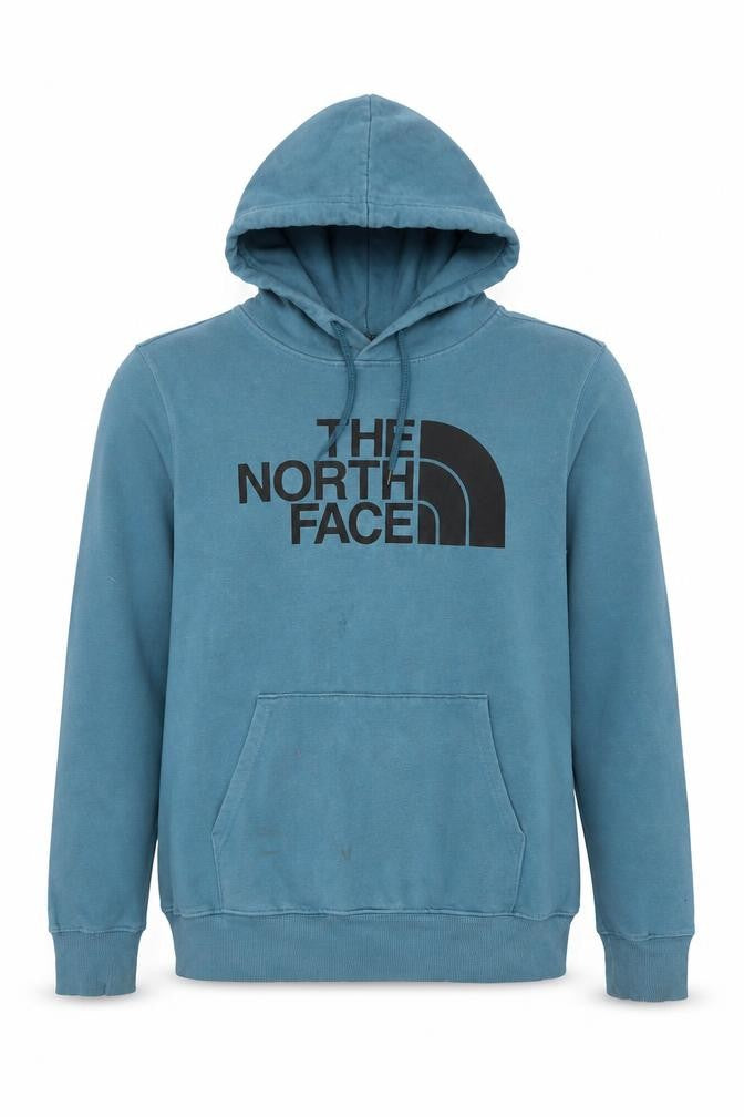 The North Face Men's Blue Pullover Hoodie M Fleece Logo Outdoor