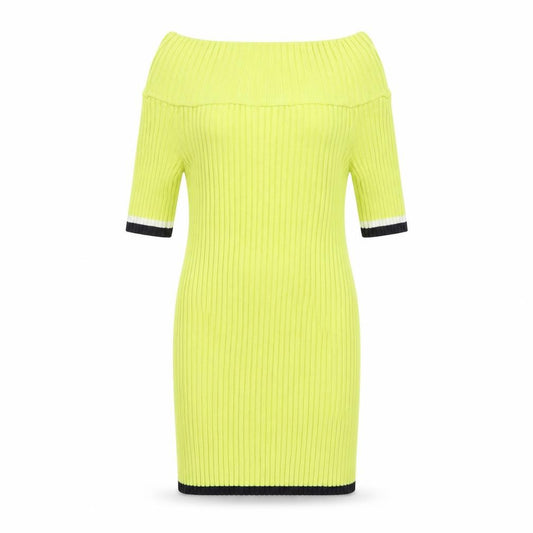 Front view of Next women’s green off shoulder ribbed knit jumper, size UK 12