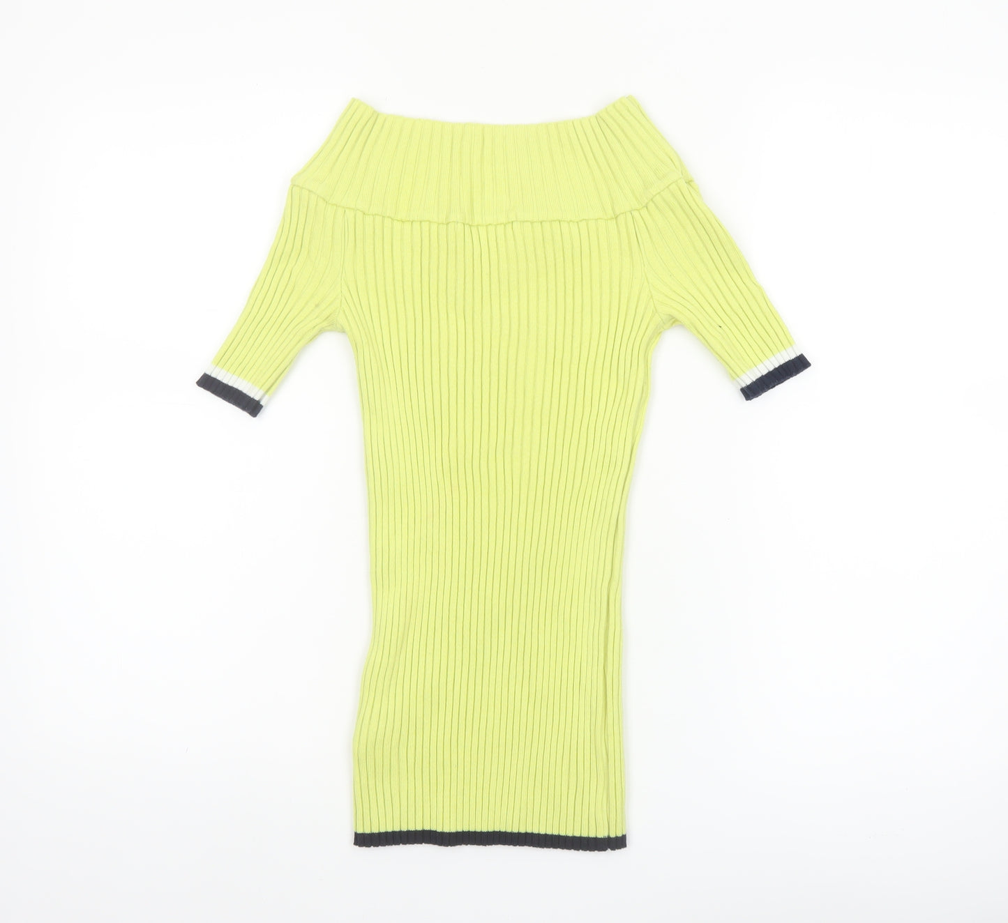 Next Womens Green Off Shoulder Ribbed Knit Jumper Size 12