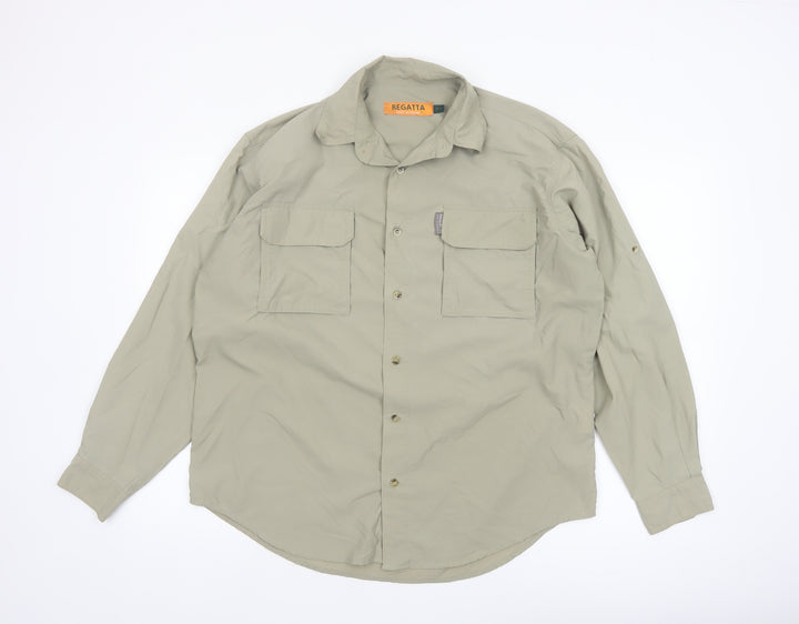 Regatta Men's Beige Long Sleeve Button-Up Outdoor Shirt Size S