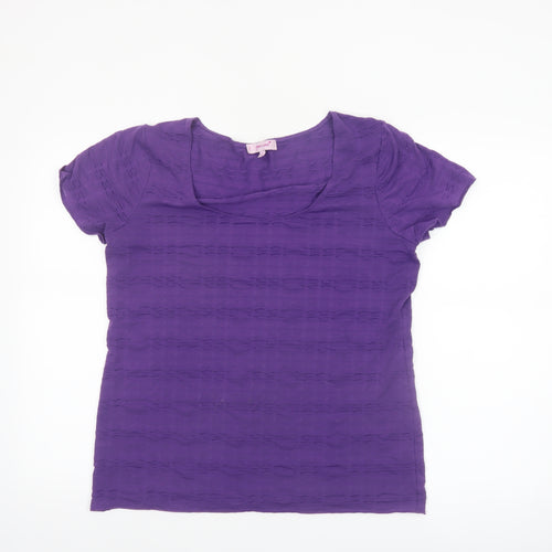 Marks and Spencer Per Una Women's Purple Size 16 Scoop Neck T-Shirt